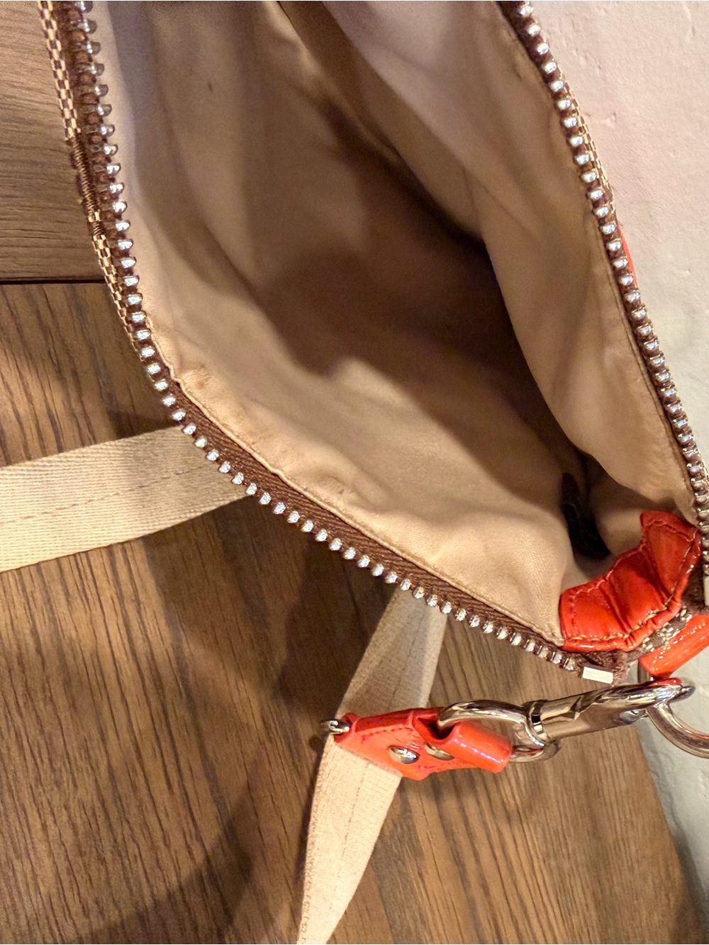 Coach Signature Crossbody with Brown Canvas and Orange Trim - Picture 8 of 9